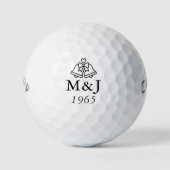 Benutzerdefinierte Initialen Hochzeitsglocken Jubi Golfball (Vorderseite)