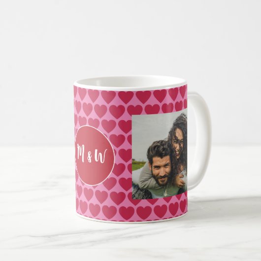 Benutzerdefinierte Initialen I Liebe Sie 2-Foto Kaffeetasse (VorderseiteRechts)
