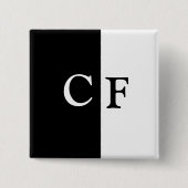 benutzerdefinierte Initialen in Schwarzweiß Button (Vorderseite)