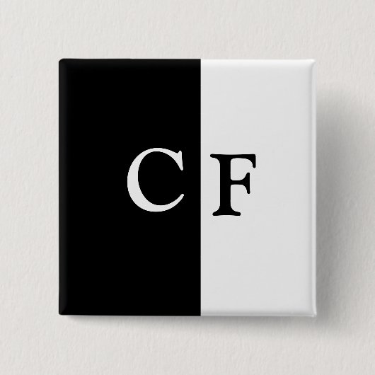 benutzerdefinierte Initialen in Schwarzweiß Button (Vorderseite)