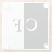 benutzerdefinierte Initialen in Schwarzweiß Glasuntersetzer (Rückseite)