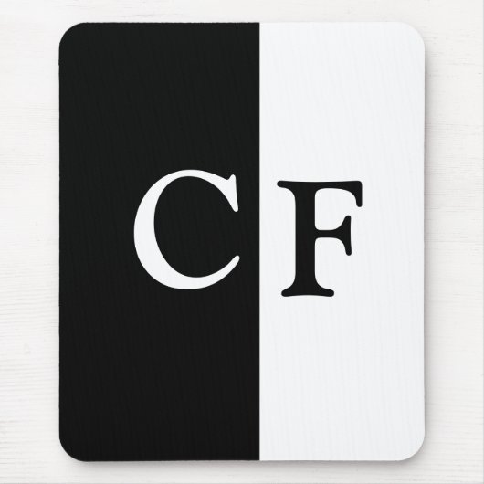 benutzerdefinierte Initialen in Schwarzweiß Mousepad (Vorne)