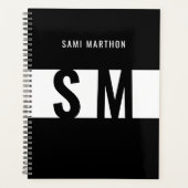 Benutzerdefinierte Initialen l elegante Schwarz-We Planer (Vorderseite)