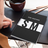 Benutzerdefinierte Initialen l elegante Schwarz-We Planer