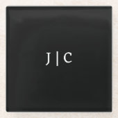 Benutzerdefinierte Initialen Monogram Minimalistis Glasuntersetzer (Vorderseite)