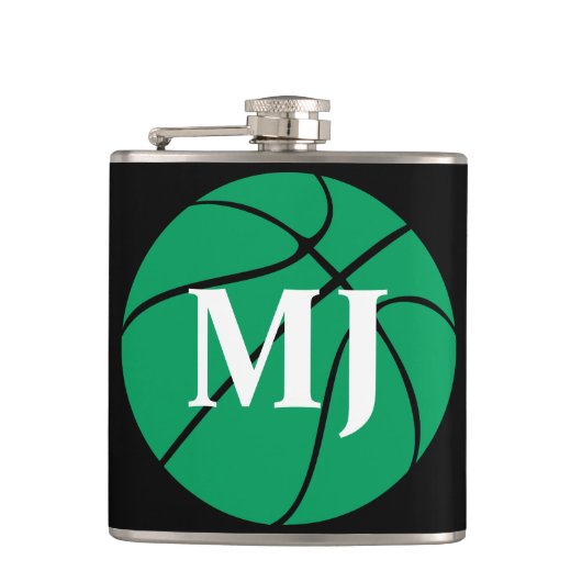 Benutzerdefinierte Initialen oder Anzahl eines grü Flachmann (Vorderseite)