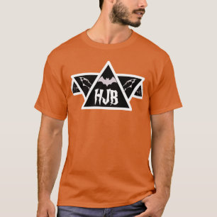 Benutzerdefinierte Initialen orange Halloween Bat T-Shirt