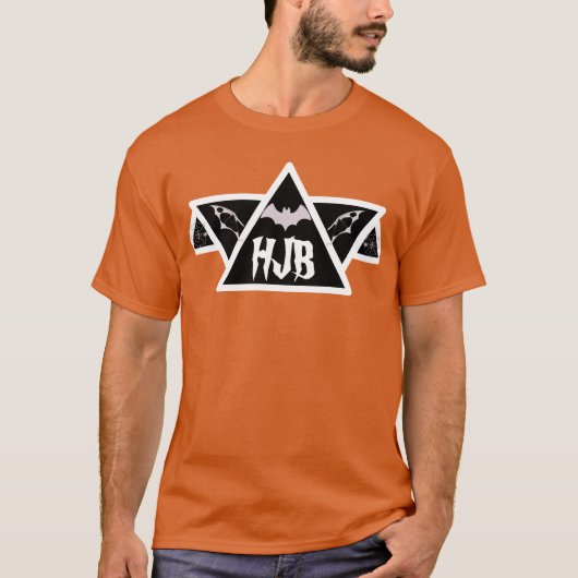 Benutzerdefinierte Initialen orange Halloween Bat T-Shirt (Vorderseite)