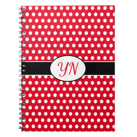 Benutzerdefinierte Initialen Polka Dot Notizblock (Vorderseite)