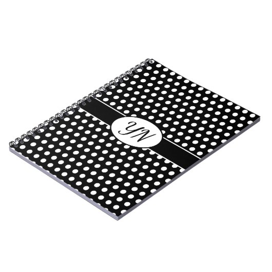 Benutzerdefinierte Initialen Polka Dot Notizblock (Linke Seite)