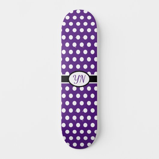 Benutzerdefinierte Initialen Polka Dot Skateboard (Vorderseite)