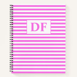 Benutzerdefinierte Initialen rosa/weiße Streifen-N Notizblock