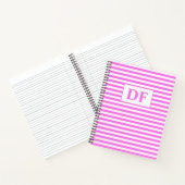 Benutzerdefinierte Initialen rosa/weiße Streifen-N Notizblock (Innenseite)