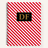 Benutzerdefinierte Initialen Rot/Weiß Streifen-Not Notizblock (Vorderseite)