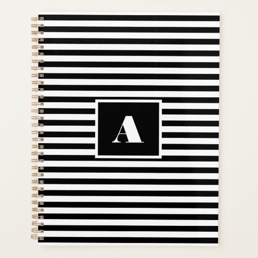 Benutzerdefinierte Initialen Schwarzweiß gestriche Planer (Vorderseite)