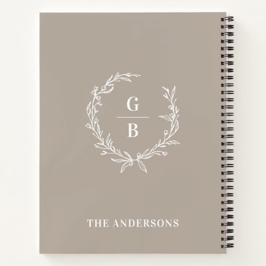 Benutzerdefinierte Initials Elegantes Monogram-Fam Notizblock (Rückseite)