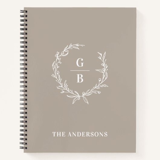 Benutzerdefinierte Initials Elegantes Monogram-Fam Notizblock (Vorderseite)