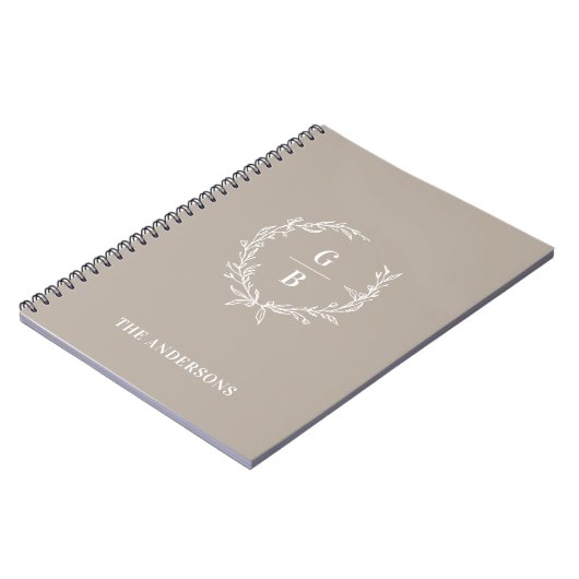 Benutzerdefinierte Initials Elegantes Monogram-Fam Notizblock (Linke Seite)