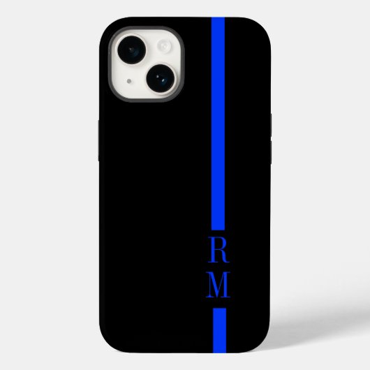 Benutzerdefinierte Initials für dünne blaue Linie Case-Mate iPhone Hülle (Rückseite)