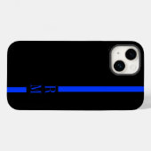 Benutzerdefinierte Initials für dünne blaue Linie Case-Mate iPhone Hülle (Rückseite (Horizontal))
