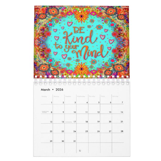 Benutzerdefinierte Inspirivity Small Positive Vibe Kalender (Mär 2026)