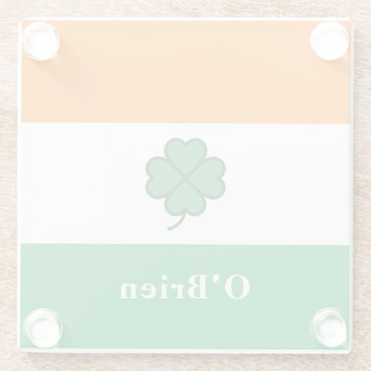 Benutzerdefinierte irische Flagge mit Nachnamen Glasuntersetzer (Rückseite)