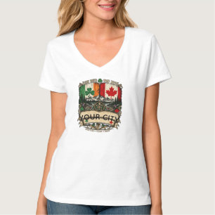 Benutzerdefinierte Irische Kanadische Flagge Stadt T-Shirt