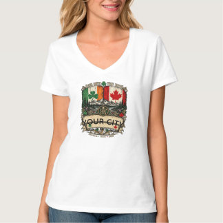 Benutzerdefinierte Irische Kanadische Flagge Stadt T-Shirt