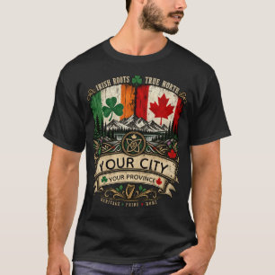 Benutzerdefinierte Irische Kanadische Flagge Stadt T-Shirt