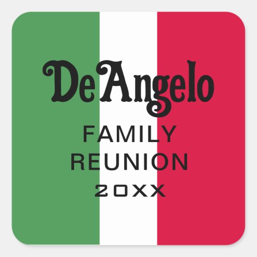 Benutzerdefinierte italienische Familiennamen-Name Quadratischer Aufkleber (Vorderseite)