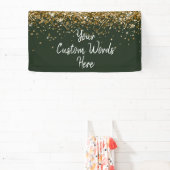 Benutzerdefinierte Jägergrün-Gold-Geburtstagsfeier Banner (InSitu)