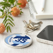 benutzerdefinierte Jersey-Nummer für helldunkelbla Schlüsselanhänger (Seite)