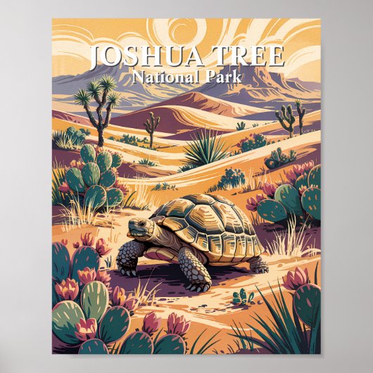 Benutzerdefinierte Joshua Tree-Schildkröte Retro-W Poster (Vorne)