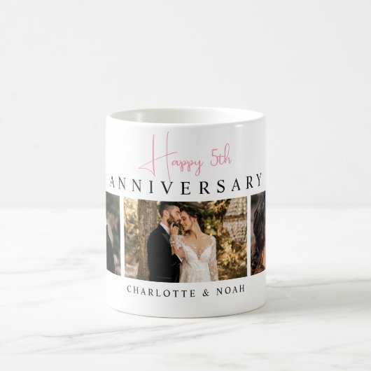 Benutzerdefinierte Jubiläumsfoto-Collage Kaffeetasse (Mittel)