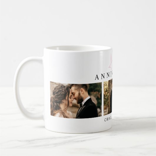 Benutzerdefinierte Jubiläumsfoto-Collage Kaffeetasse (Links)