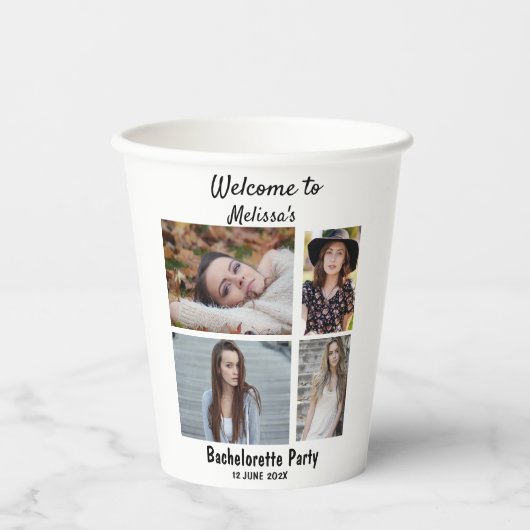 Benutzerdefinierte Junggeselinnen-Abschied 4-Foto- Pappbecher (Vorderseite)