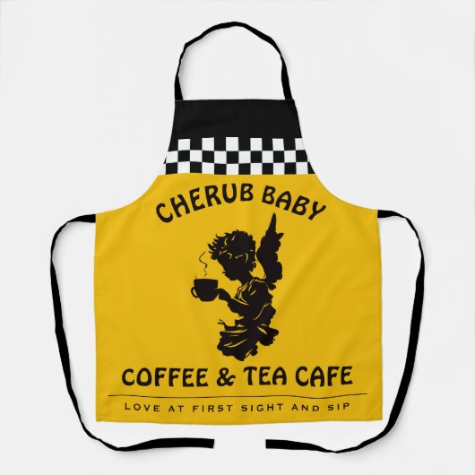 Benutzerdefinierte Kaffeecafé-Engel-Café-Mitarbeit Schürze (Vorderseite)