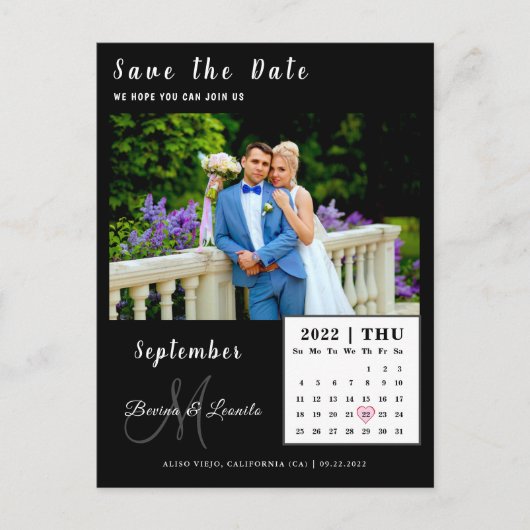 Benutzerdefinierte Kalenderkarte Save the Date für Postkarte (Vorderseite)