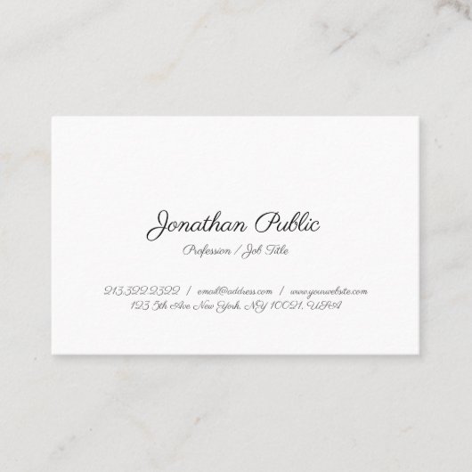 Benutzerdefinierte kalligraphische Elegant Moderne Visitenkarte (Vorderseite)