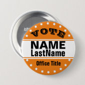 Benutzerdefinierte Kampagnenvorlage schwarz / oran Button (Vorne & Hinten)