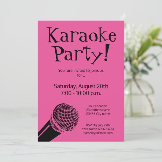 Benutzerdefinierte Karaoke-Party Einladungen mit M (Stehend Vorderseite)