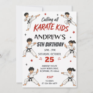 Benutzerdefinierte Karate-Party-Geburtstagsfeier Einladung