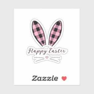Benutzerdefinierte karierte Hasenohren Ostern Aufkleber