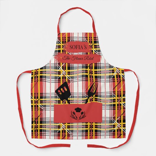 Benutzerdefinierte Karierte Schürze mit schwarzen (Vorderseite)