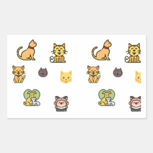 Benutzerdefinierte Katze und Niedliche Katze Rechteckiger Aufkleber