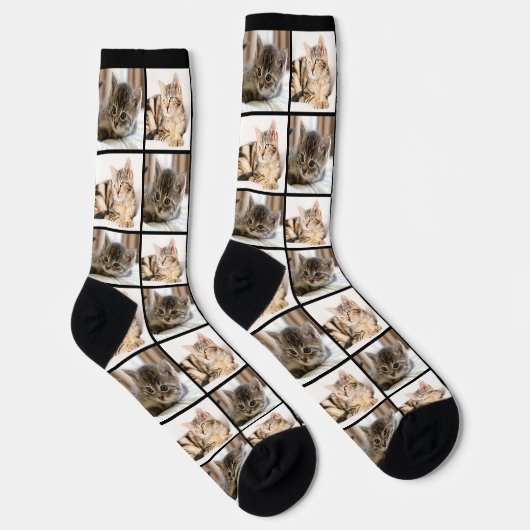 Benutzerdefinierte Katzen-FotoCollage Socken (Rechts)
