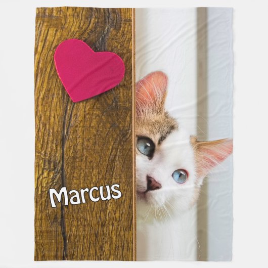 Benutzerdefinierte Katzenfoto-Decke mit Name des H Fleecedecke (Vorderseite)