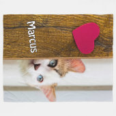 Benutzerdefinierte Katzenfoto-Decke mit Name des H Fleecedecke (Vorderseite (Horizontal))