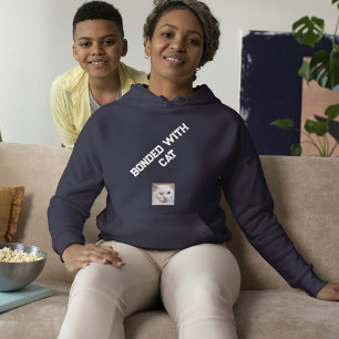 Benutzerdefinierte Katzenliebhaberin Navy Blau Wei Hoodie