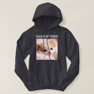 Benutzerdefinierte Katzenmutter Dunkelgrau Weißer  Hoodie